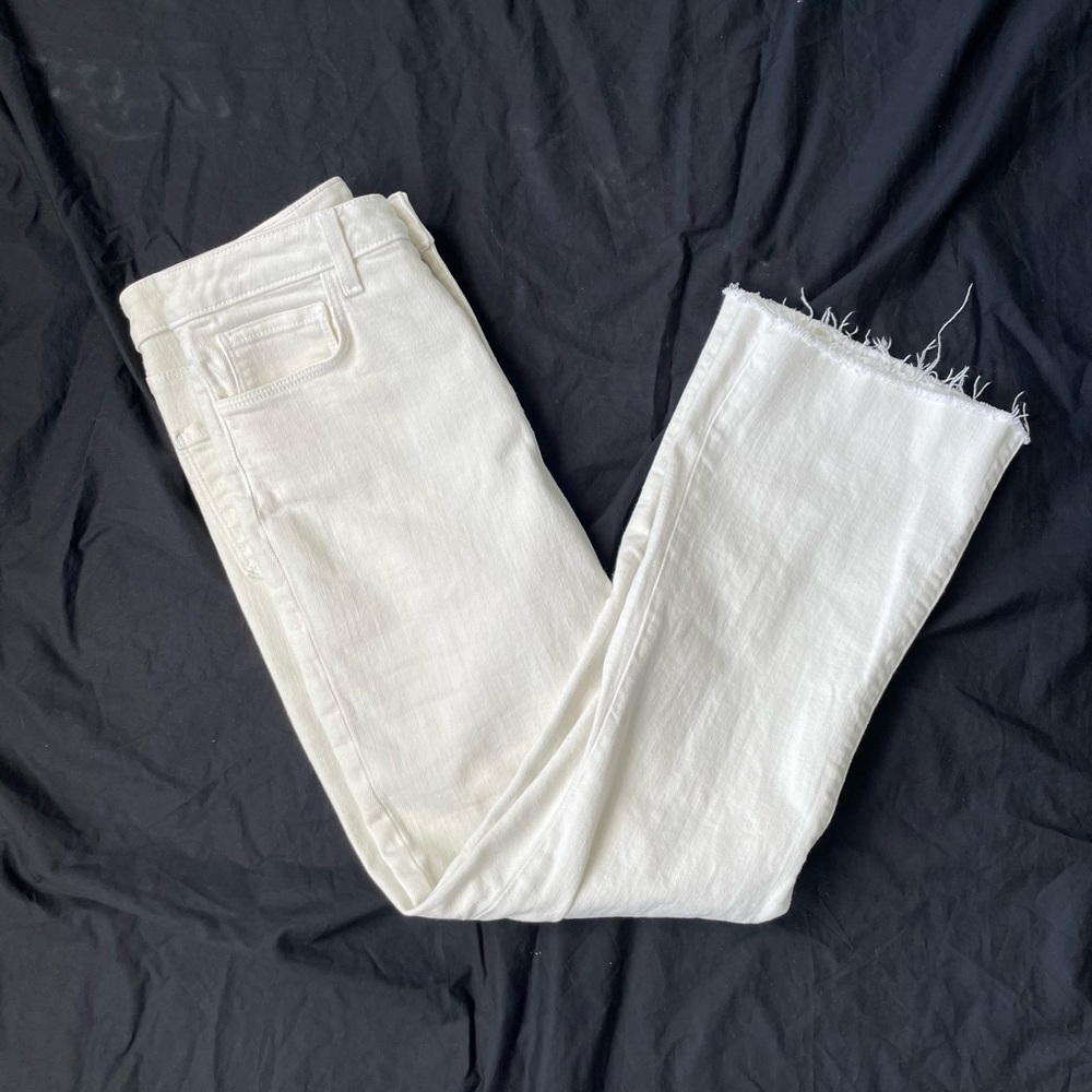 L’Agence Kendra High Rise Cropped Flare Jeans Vintage White Sz 27